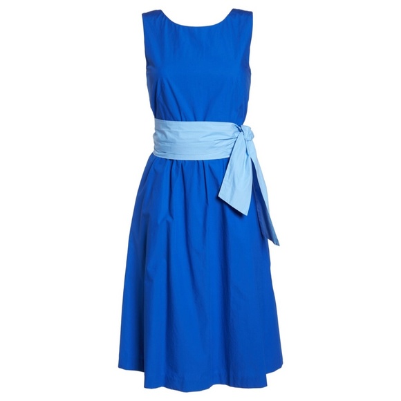 J. Crew Sapphire Two-tone Tie Waist Sheath Dress - Picture 5 of 8